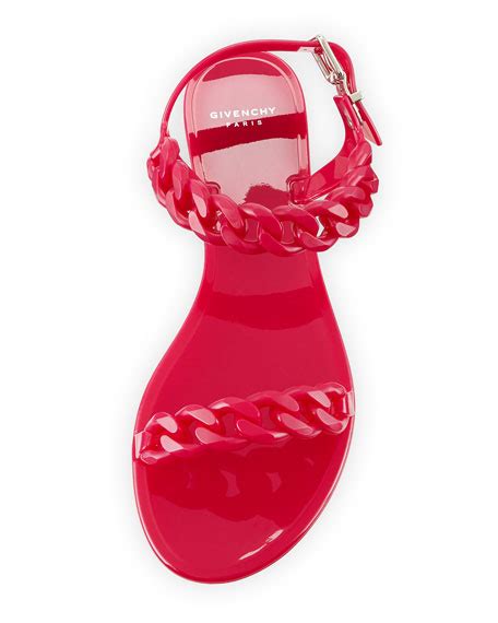 Givenchy Nea Chain Jelly Flat Sandal, Fuchsia 